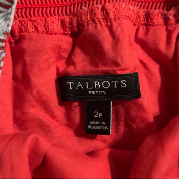 Talbots Oasis Palm Voile Fit and Flare Dress Size 2 Petite Resortwear Beach Vaca - Picture 7 of 8